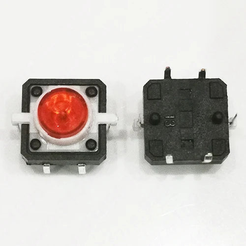 10PCS 12X12X7.3mm With Light Led 3V 6Pin DIP Momentary Push Button Not Fixed Tact Switch Illumination Button PCB Mounting