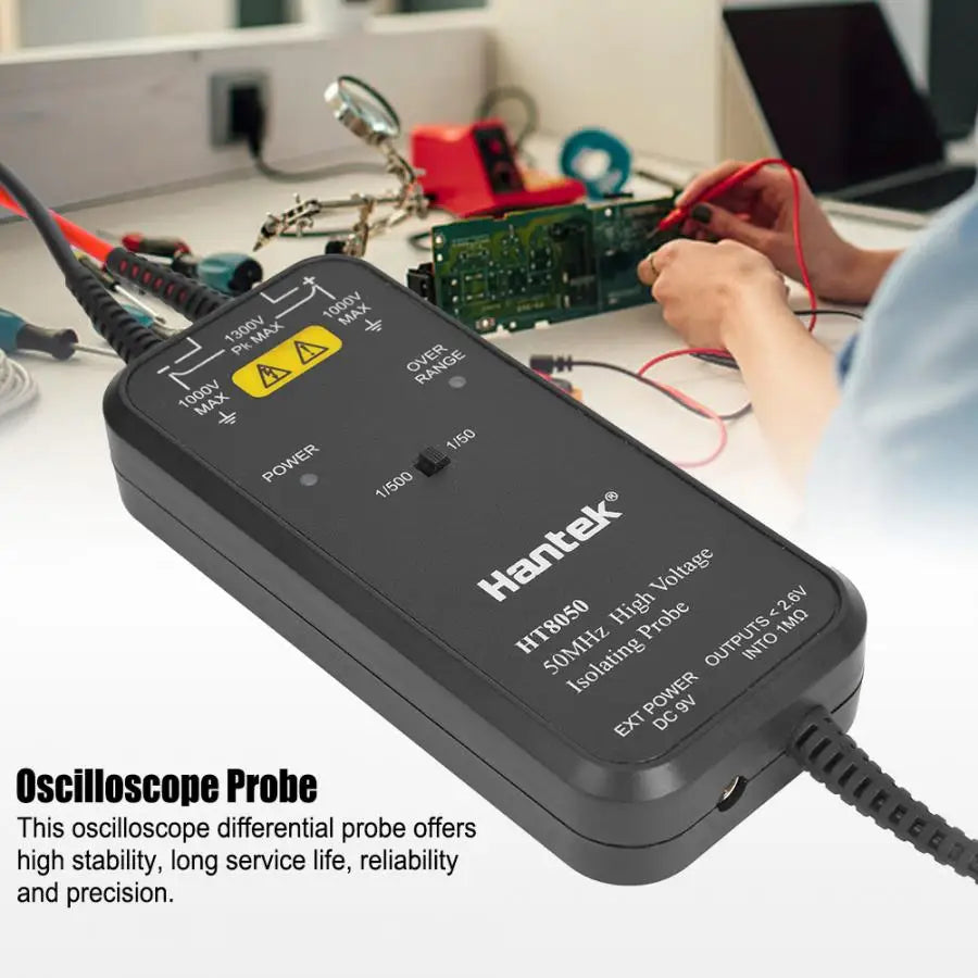 Hantek 100MHZ Oscilloscope HT8050/HT8100 High Voltage Differential Probe Isolation Probe LED Indicator Accessory Tools