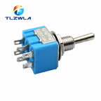 1PCS Blue 6-Pin DPDT ON-ON Mini MTS-203 6A125VAC Miniature Toggle Switches Button switch Dialing Single Power switches MTS203