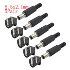 10Pcs DC Power Jack Connectors 5.5 x 2.1mm DC Plug Male Female Socket Soldering Type Nut Panel Mount DC Power Adapter Connector