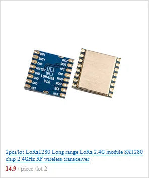 2pcs/lot FCC / CE Certified LoRa1280F27 - 500mW Long Range 2.4G LoRa Module SX1280 Chip 2.4GHz RF Wireless Transceiver