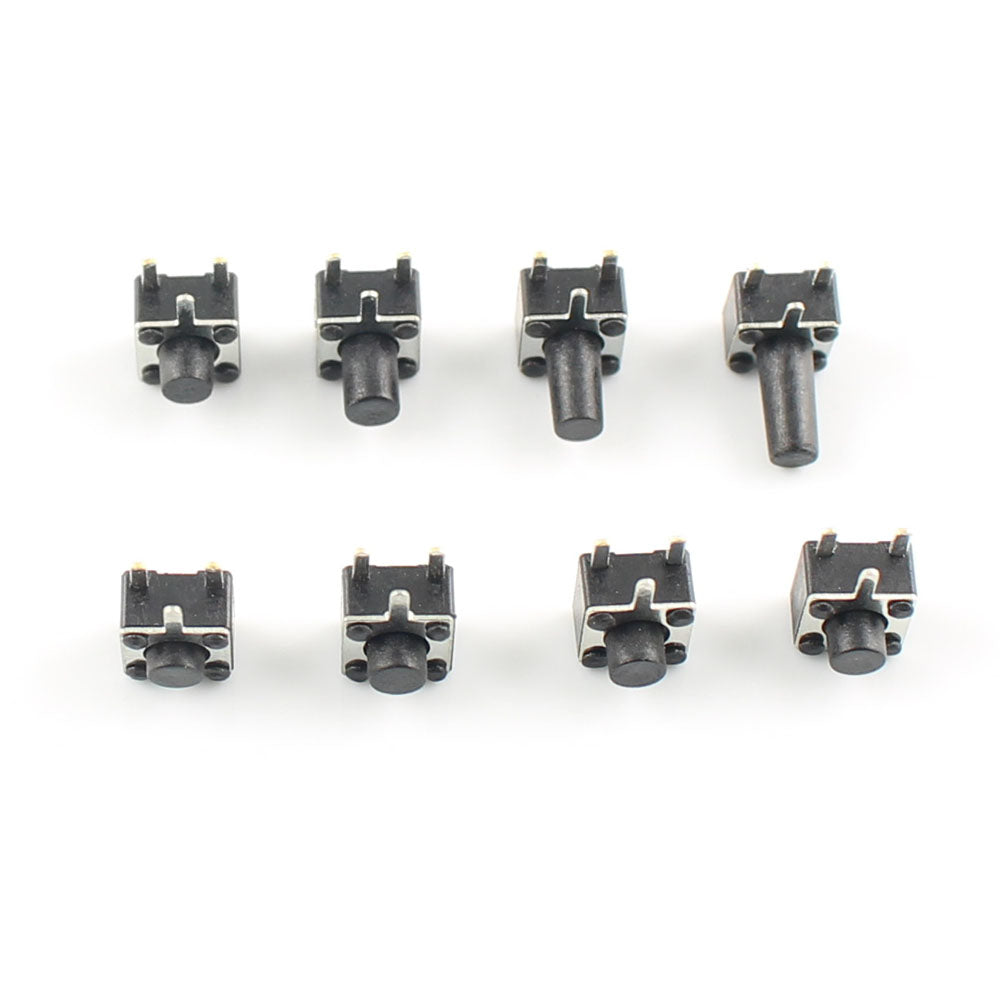 50pcs Micro Switch 4.5*4.5 Button Momentary Tactile Tact Push 3 Pin DIP Rgiht Angle 4.5x4.5x3.8/4.3/4.5/4.8/5/6/7/8 mm