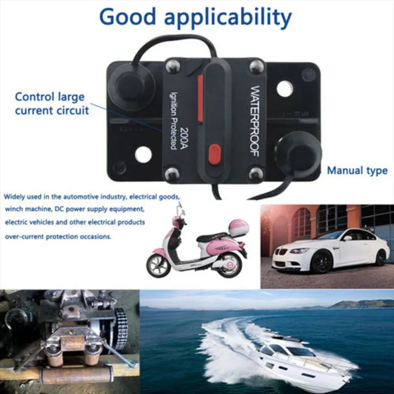Brand 30A 40A 50A 60A 70A 80A 100A 120A 150A 200A 250A 300A AMP Circuit Breaker Fuse Reset 12-48V DC Car Boat Auto Waterproof