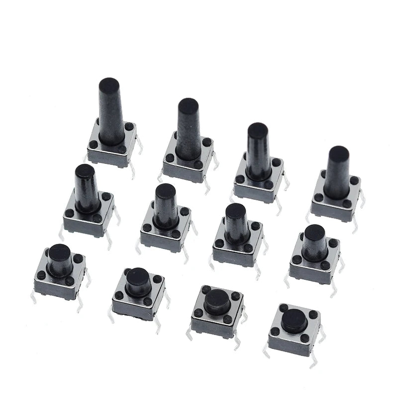 GREATZT 6X6X5/4.3/5.5/6/7/8/9/10/13MM Tact Switch Push Button Switch 12V 4PIN DIP Micro Switch For TV/Toys/home use Button