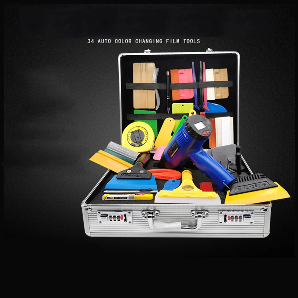 Professional PPF Installation Tool Kit - Complete Vinyl Wrap Tools with Heat Gun, Squeegees, Knife for Automotive Tinting KDL-16