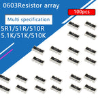 100pcs 0603*4 8P4R 2*4P SMD Network Resistor Array 5R1 5.1 51 510 R Ohm 5.1K 51K 510K 511 512 513 514