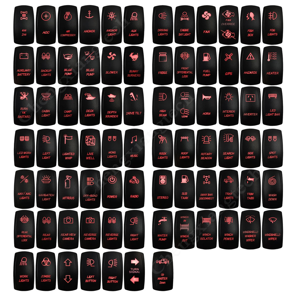 Red Led Light Rocker Switch 12V/24V SPST DPDT Toggle Switch ON OFF/ ON OFF ON Backlight Latching / Momentary Dash Panel Control