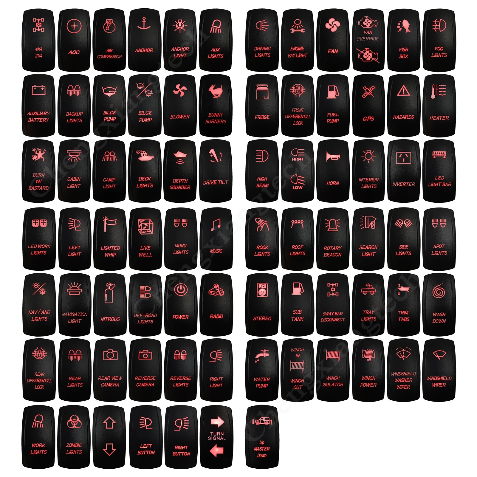 Red Led Light Rocker Switch 12V/24V SPST DPDT Toggle Switch ON OFF/ ON OFF ON Backlight Latching / Momentary Dash Panel Control