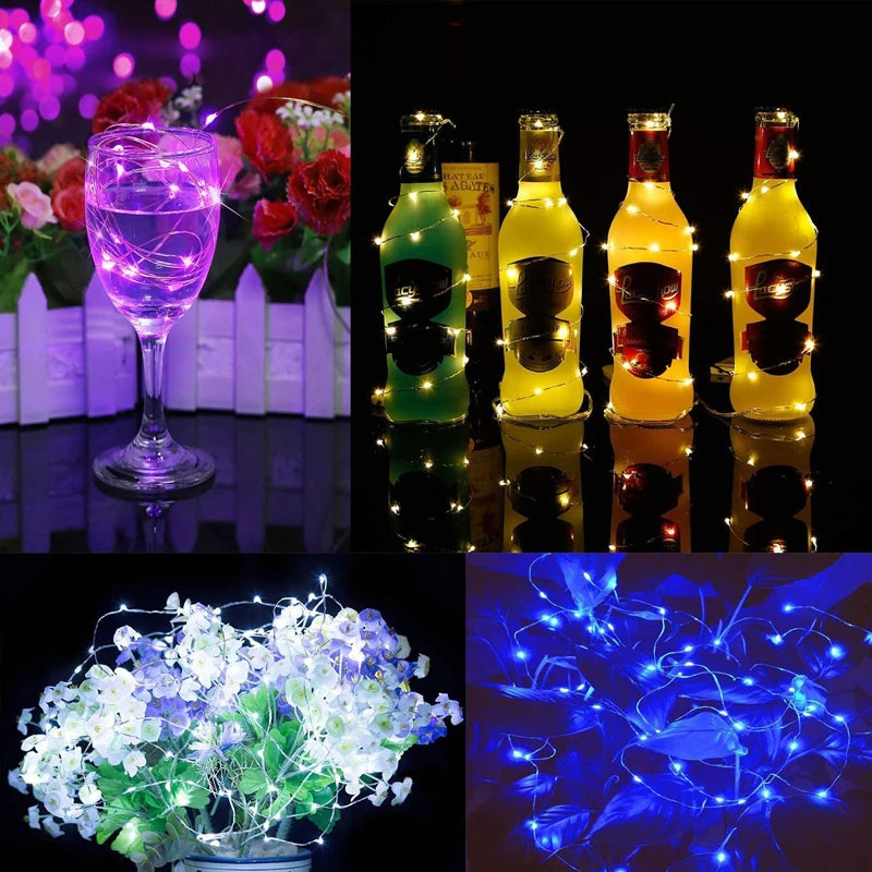 1M 2M 3M 5M Copper Wire LED String Lights Battery Operated Holiday Lighting Fairy Garland For Christmas Tree Wedding Party Decor