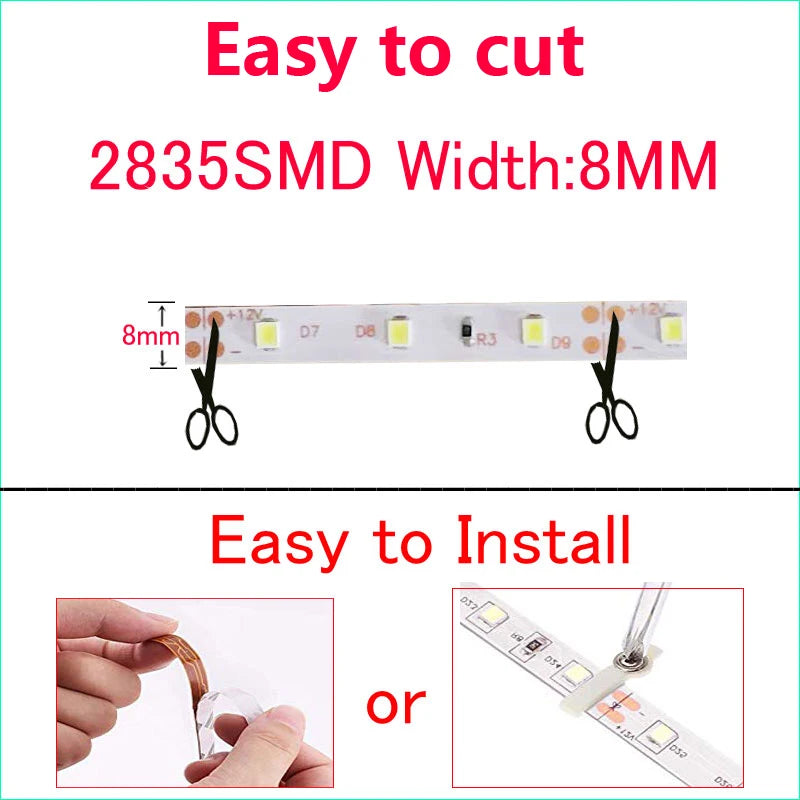 LED Strip Lights 12V Waterproof 60Leds/M Flexible Home Decoration Bar Lighting Replace SMD 3528 5050 5630 5730 LED Tape