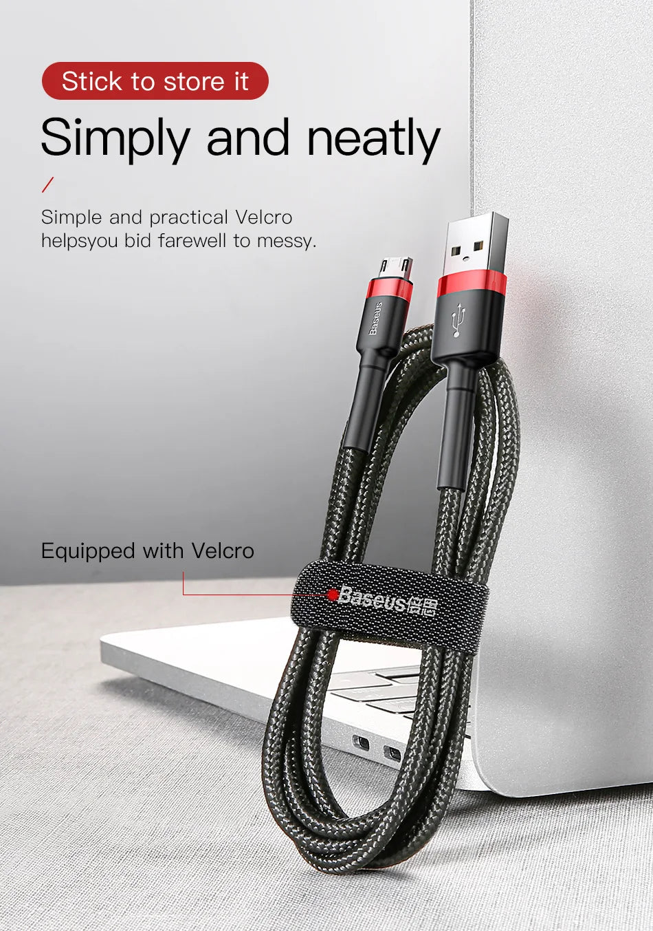 Baseus USB Micro Cable Quick Charge 3.0 Cable Fast Charging for Huawei P30 Xiaomi USB-C Charger Wire