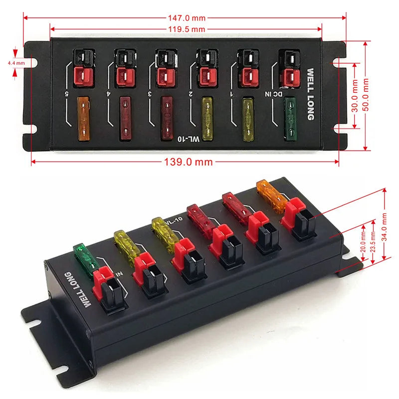 WL-10L 6-Port Anderson Connector Splitter Power Splitter Power Strip  Fixing For Shortwave Radios DC 36V 45A.