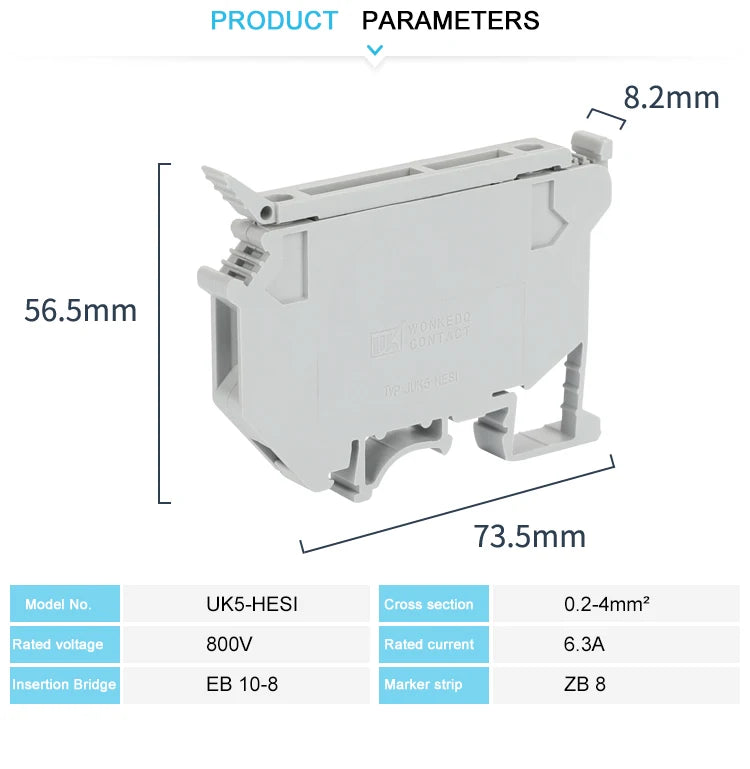 10Pcs UK5-HESI Screw Din Rail Terminal Block Fuse Holder 5*25mm 24V/220V LED With Disconnect Lever Wire Electrical Connector