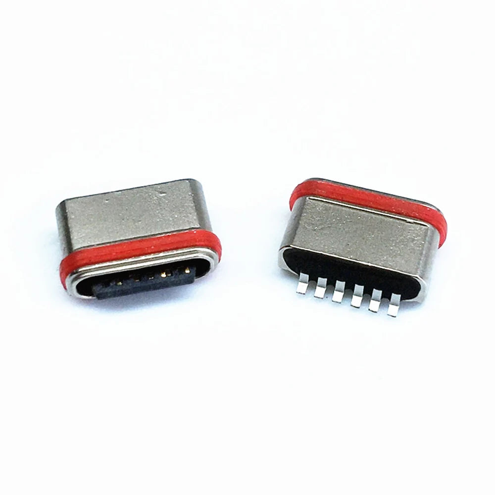 IPX7 Waterproof Type C 6 Pin SMT Socket Connector USB 3.1 Female SMD DIP For Huawei Samsung Lenovo PCB Design DIY High Current