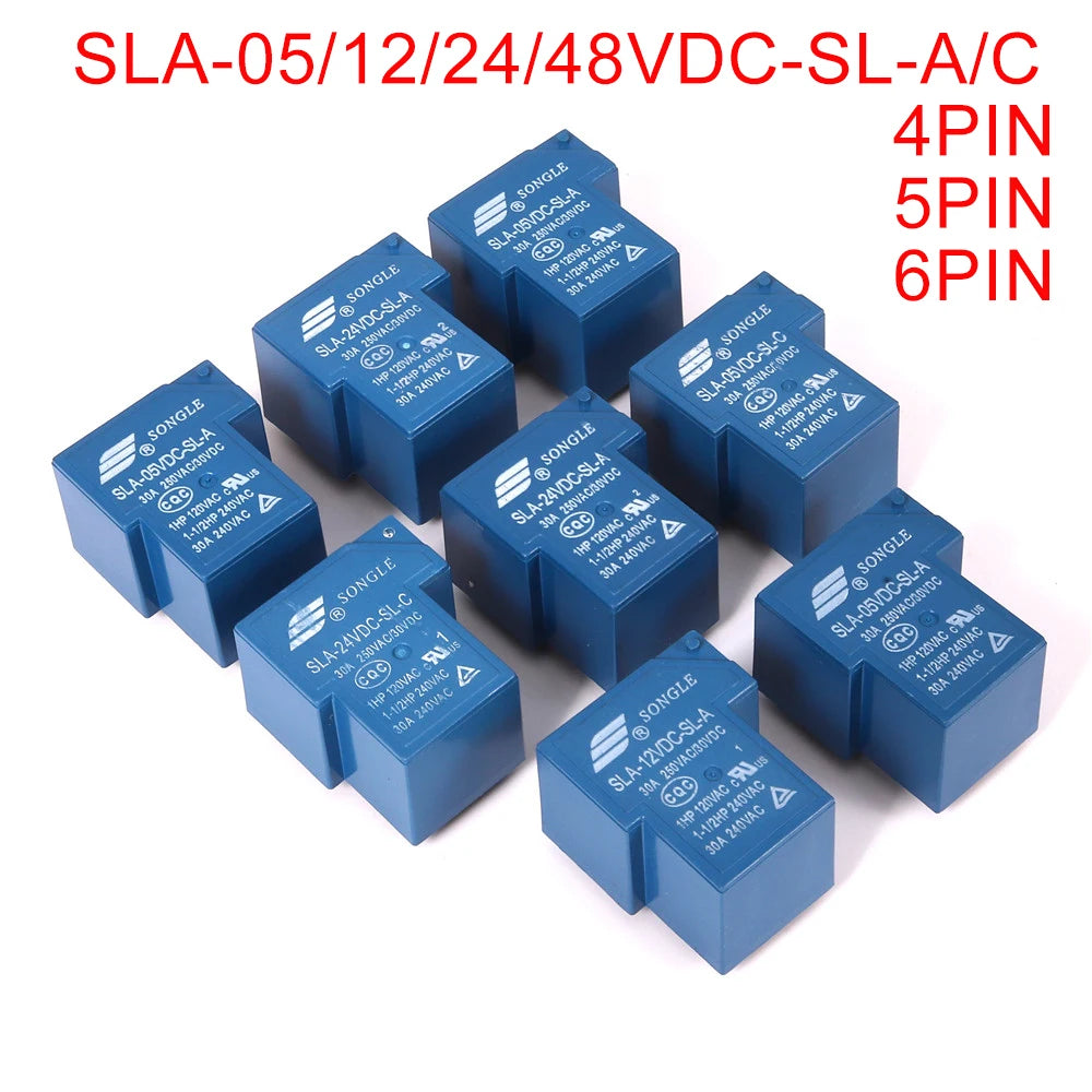 5 PCS Power Relay SLA Series SLA-05V 09V 12V 24V 48VDC-SL-A -C 4 Pin 5 Pin 6 Pin 30A T90 for Electronic Components Market
