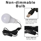 ZHMZH USB LED Bulb Stepless Dimming Brightness Three Color Switch Dimmable Hanging Lamp Light Bulb For Adapter Power Bank 10W