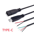 1/2/5Pcs USB Type C Male / Female 2/4 Pin Pigtail Extension Power Cable Data Charging DIY Repair USB Type-C Plug Socket Connect