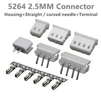 10pcs 50pcs lot 2.5MM Pitch 5264 Straight needled curved needlel 2P ~ 12P  For PCB Wire To Board Connector  5268 Right Angle
