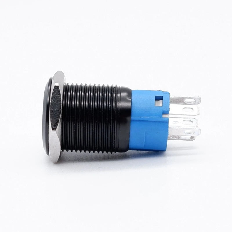 Black Push Button Switch with Wire Led Light 16/19/22mm Waterproof Illuminated  Metal Latching Momentary 5V 12V 220V Red Blue