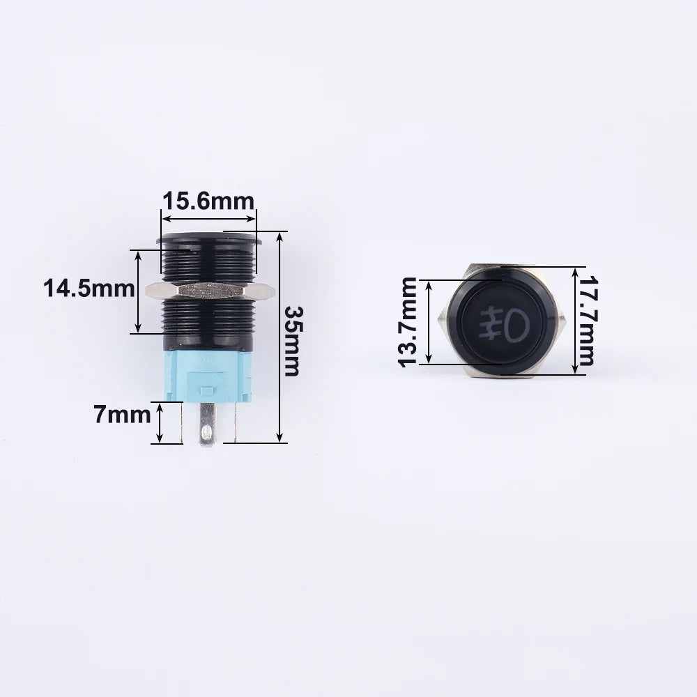 1PC Fog lamp LED Momentary Fixation locking waterproof 16mm 19mm Metal Push Button Switch 3V 5V 12V 24V 220V symbol customized