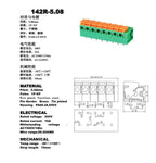 100pcs 142V 142R 5.08mm/0.2" Side/TOP Entry 2P3P4P6P8P10P 141V 141R FFKDSA1/V-2.54mm/0.1" PCB Spring Terminal Block Connector