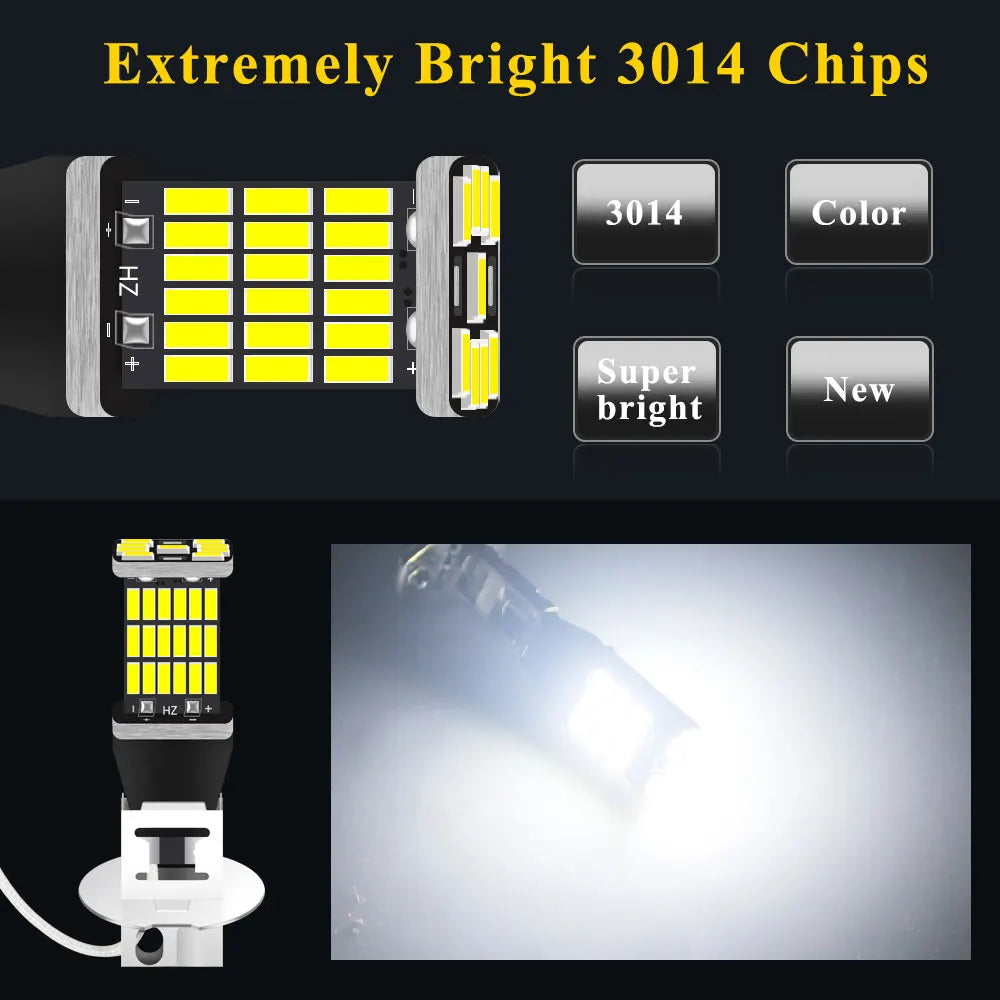 Kevanly 2Pcs H1 H3 T10 W5W BA9S LED 10W 4012smd 24led Car Fog Limp Auto DRL Daytime Running Light Reading Plate Light 6500K 12v