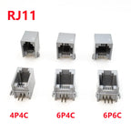5/10Pcs RJ11 Telephone Socket 4P4C 6P4C 6P6C Plug Horizontal Right Angle 4 Pin/6 Pin Female Socket PCB Connector Gray
