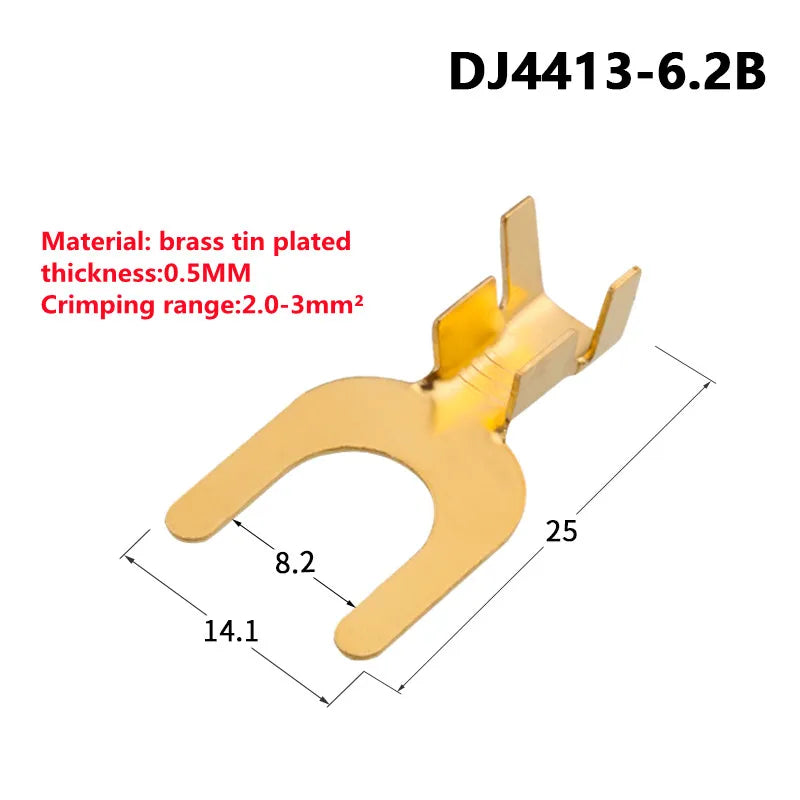 100pcs 4.2mm Fork Terminal Block Fork-shaped Bare cold-pressed Terminal U-shaped Y-shaped Lug Grounding Lug 3.2 4.2 5.2 6.2 8.2
