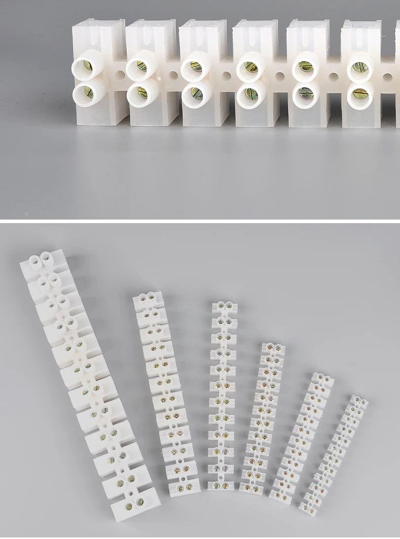 12 Position Barrier Screw X3-1012 Nylon Plastic Terminal Block 20A Transparent White Copper 380V Wire Connector Dual Row