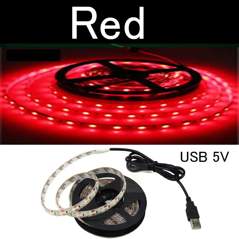 5M USB LED Strip Light 5V 3528 1 Meter 5 Meter White Warm White Pink Green Blue Red SMD RibbonKitchen Light Under Cabinet Lamp