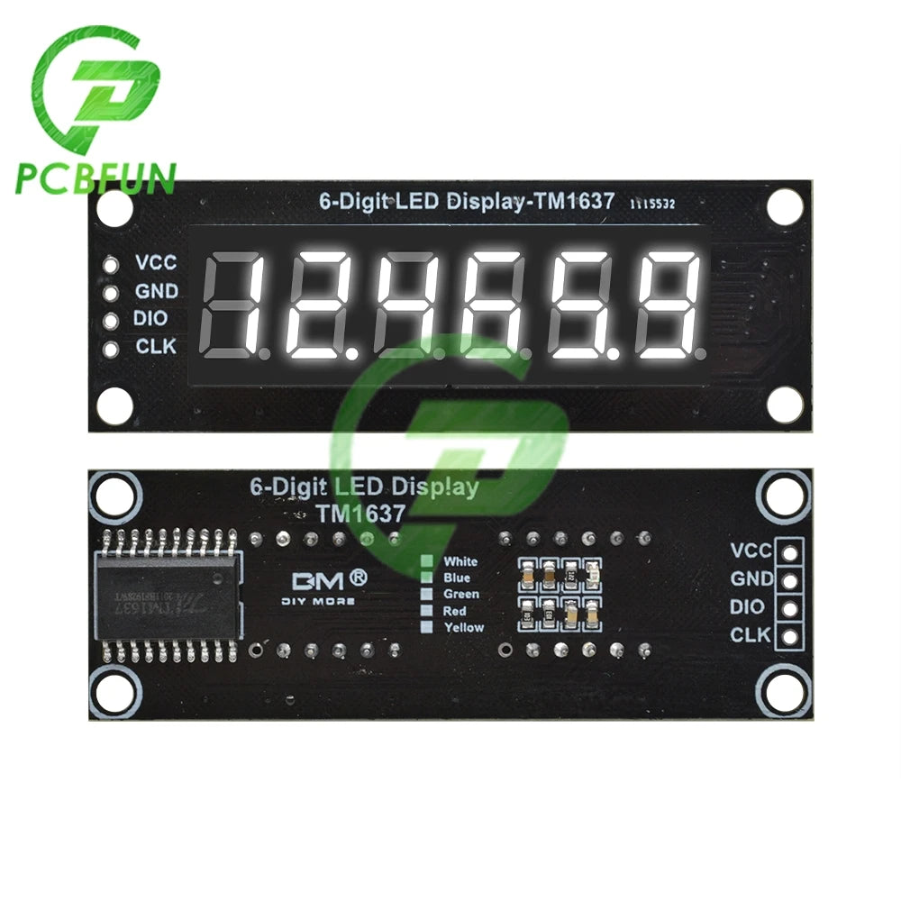 0.36 inch 6-digit LED Display Tube (decimal) 7 Segments Black TM1637 Red/Green/Yellow/Blue/White LED Display Module For Arduino