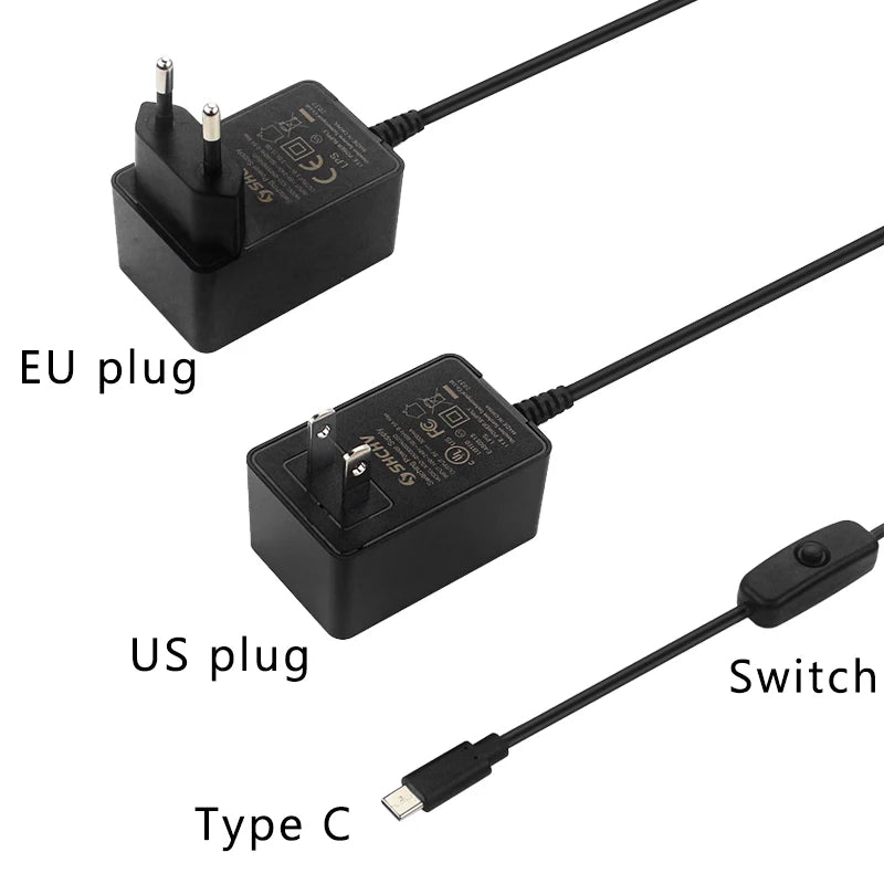 Raspberry Pi 4 Power Supply 5V 3A USB Type C Power Adapter with Switch CE Certification Charger for RPi 4B Orange Pi 3 4 LTS