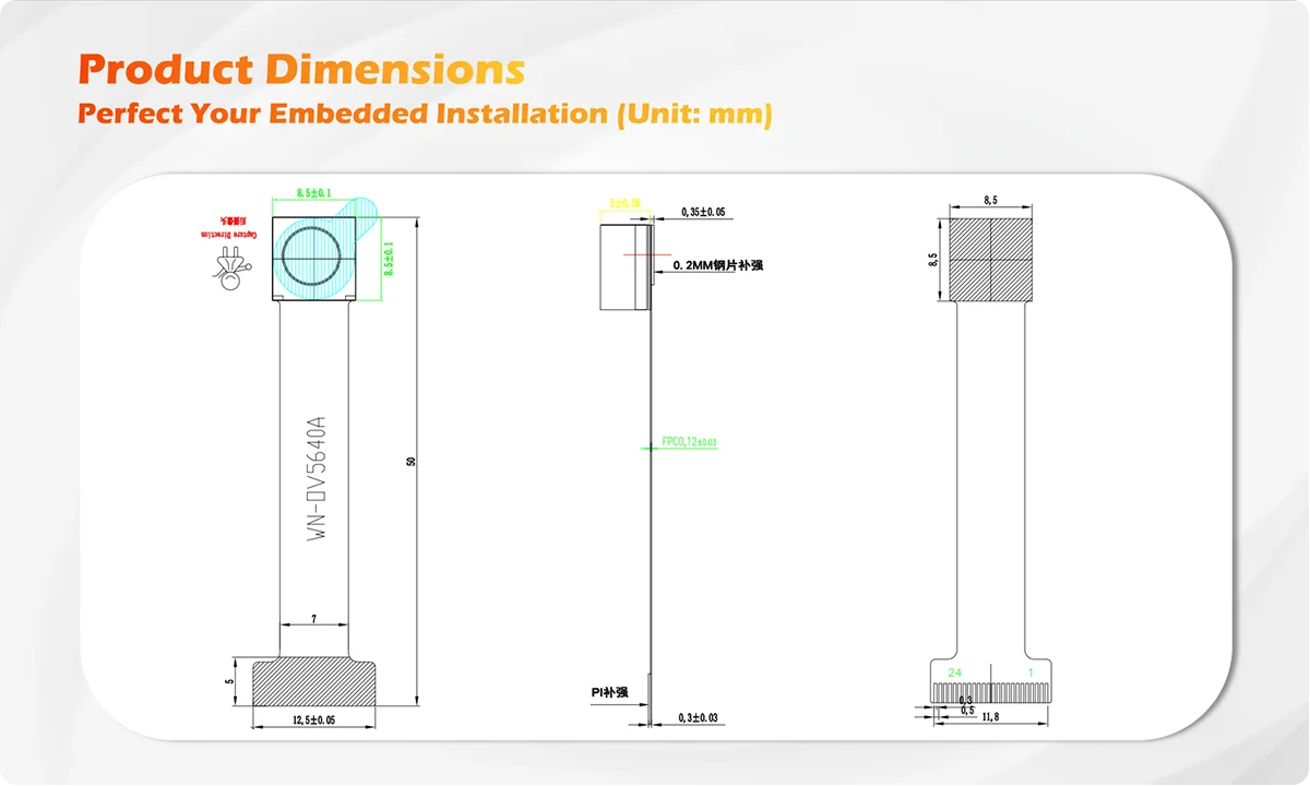 1/5Pcs OV5640 5MP HD DVP Camera Module Autofocus 70 Degree For ESP32-CAM Soft Board 24PIN Interface FPC Length 50MM
