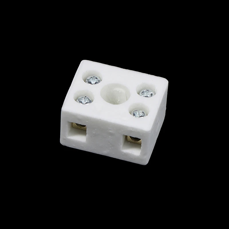 5PCS /Lot 2 Postion 5 Hole Ceramic Wiring Terminal Block High Frequency Porcelain Dual Row Wire Connector