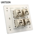 4 Sockets CAT7 RJ45 Faceplate LAN Network Outlet Jack Shielded CAT.6A Ethernet Wall Panel Board 86x86mm