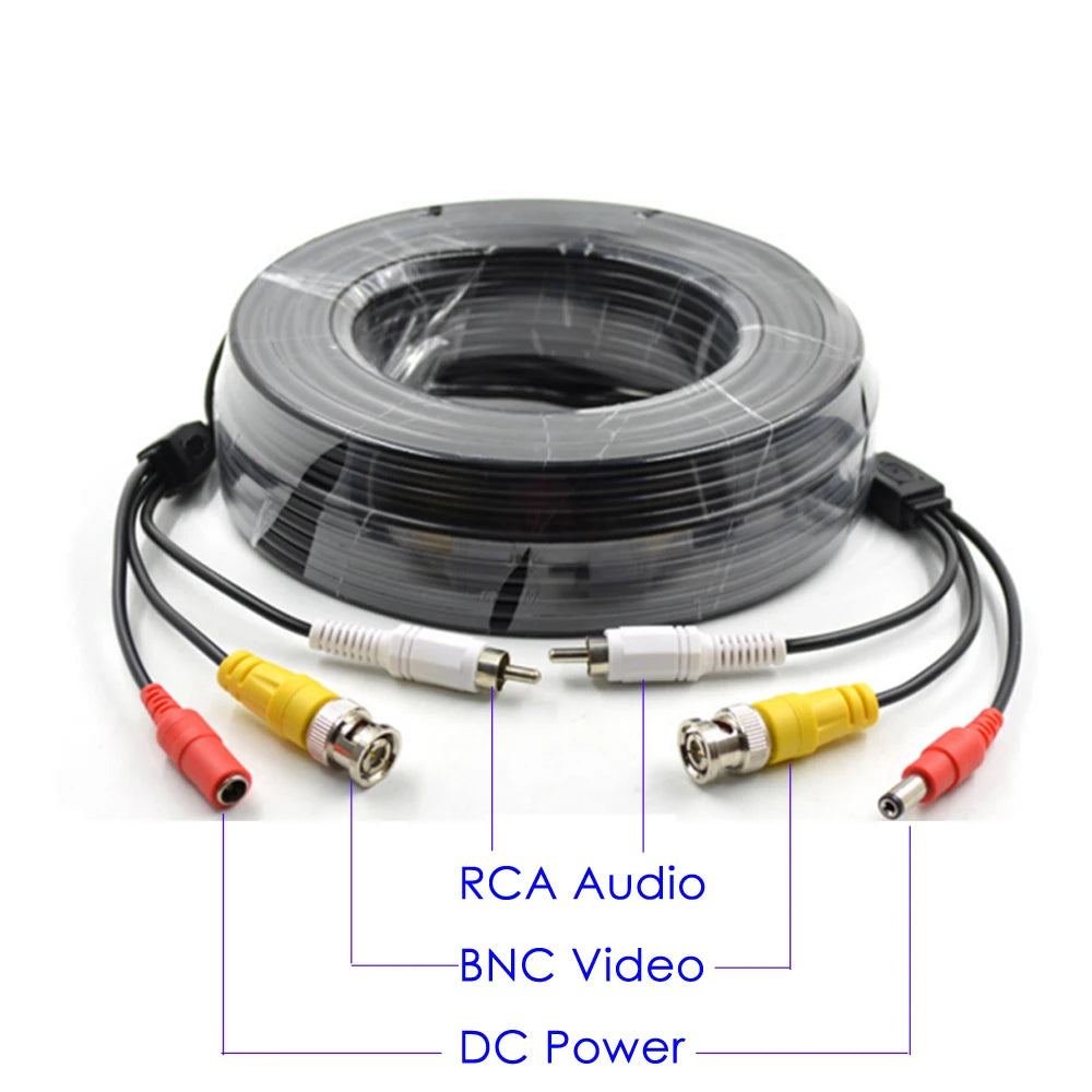5-50M BNC+RCA+DC Connector 3 in 1 CCTV Outdoor Cable Coaxial Audio Video Power Cable For DVR System Security Surveillance Camera