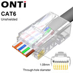 ONTi 10/50/100pcs CAT5E CAT6 CAT7 Plug RJ45 Connector 50U Gold Plated End Pass Through Network Cable Modular 8P8C Connector
