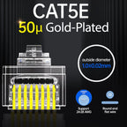 AMPCOM CAT6 CAT5E Pass Through RJ45 Modular Plug Network Connectors UTP 3/50μ Gold-Plated 8P8C Crimp End for Ethernet Cable