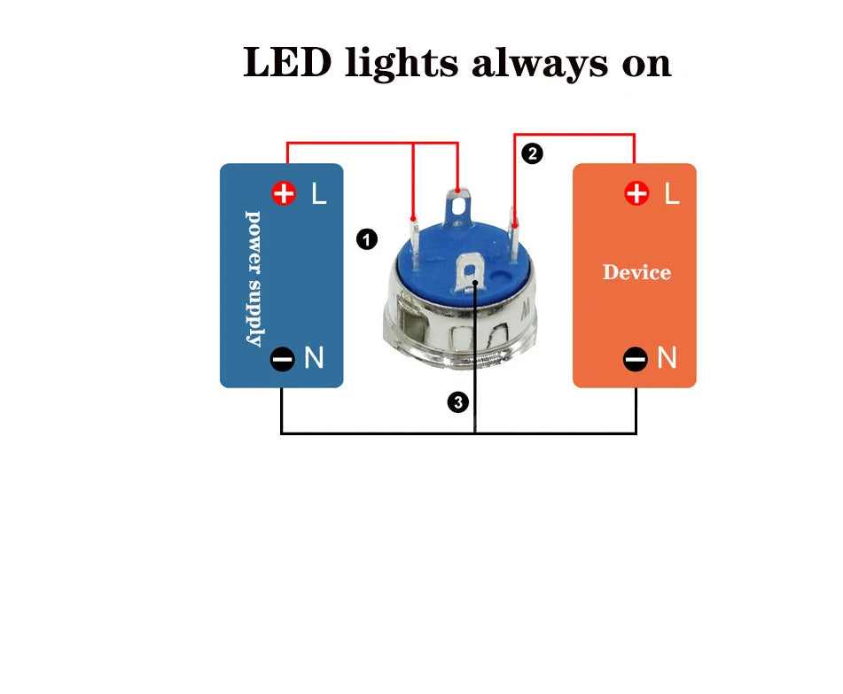 Metal Button Switch 12/16/19/22mm Car Engine Power Switch 3V 5v 12v 24v 220v LDE Light Momentary Self-locking Waterproof Button