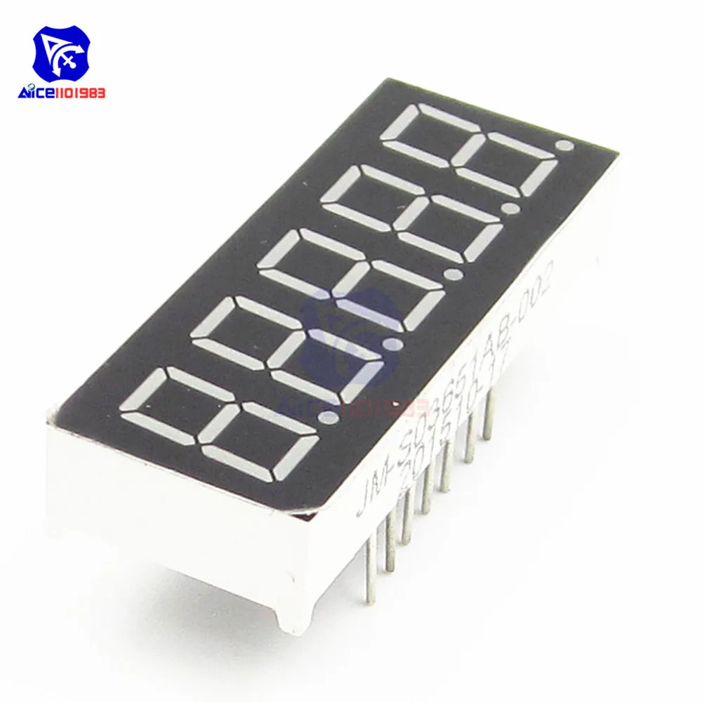 diyamore 0.36 inch 5 Bits Digit LED 7 Segment Common Cathode Digital Tube Blue LED Digit Display
