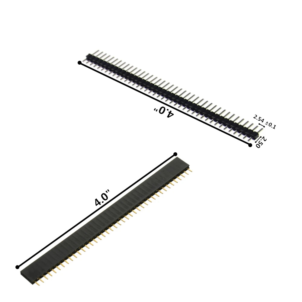 10Pcs-2Pcs 40 Pin 1x40 Single Row Male and Female 2.54 Breakable Pin Header PCB JST Connector Strip for Arduino Black