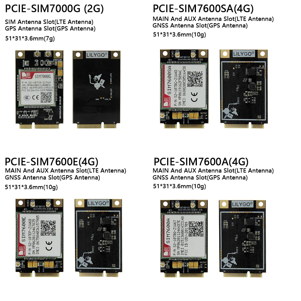 T-PCIE ESP32-WROVER-B 4MB AXP192WIFI Bluetooth Board with SIMCom SIM7000G SIM7600SA SIM7600E SIM7600JC-H SIM7070G LTE 4G module