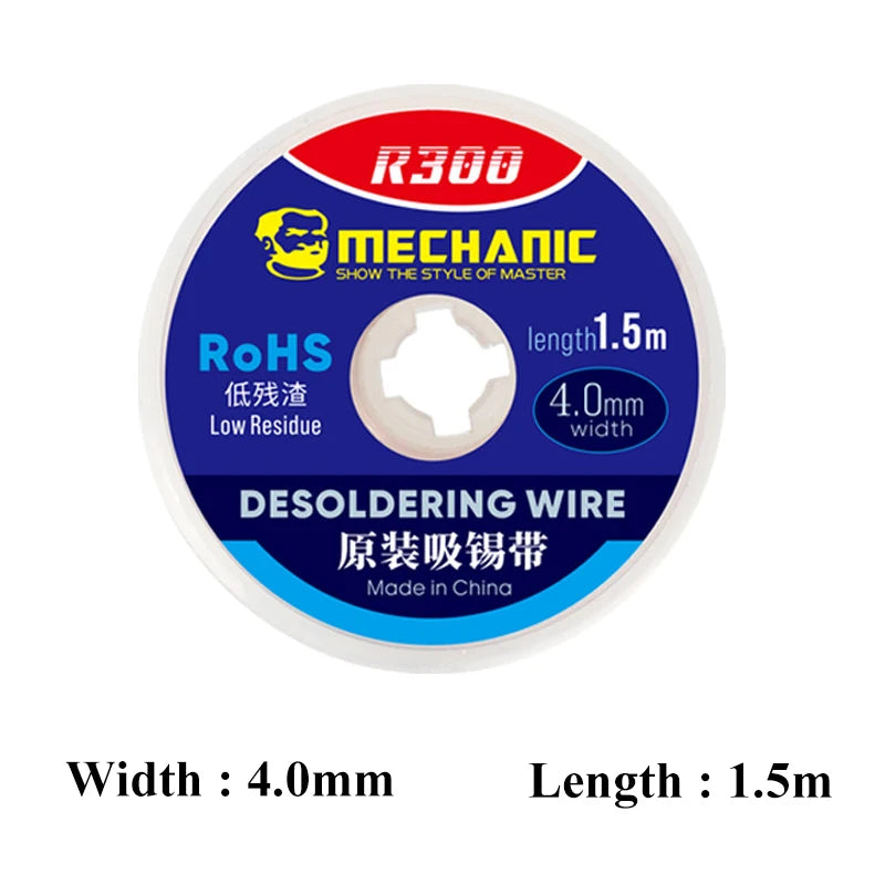 5pcs/lot MECHANIC Desoldering Braid 1.0/1.5/2.0/2.5/3.0/3.5/4.0mm 1.5M Length Welding Solder Remover Wick Wire BGA Repair Tools