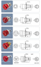 Metal Emergency Stop Switch 16MM 19MM 22MM E-stop Button Rotary Push-pull Emergency Stop Button with LED light 220V 24V 12V