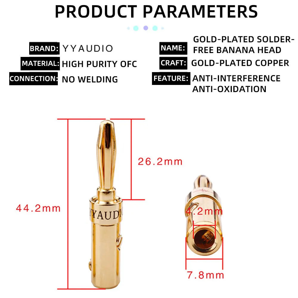 Banana Plug 4mm Alloy Gilding Banana Plugs for Speaker Cable Wire Banana Connector Adapter 8pcs Speaker Banana Plug Adapter