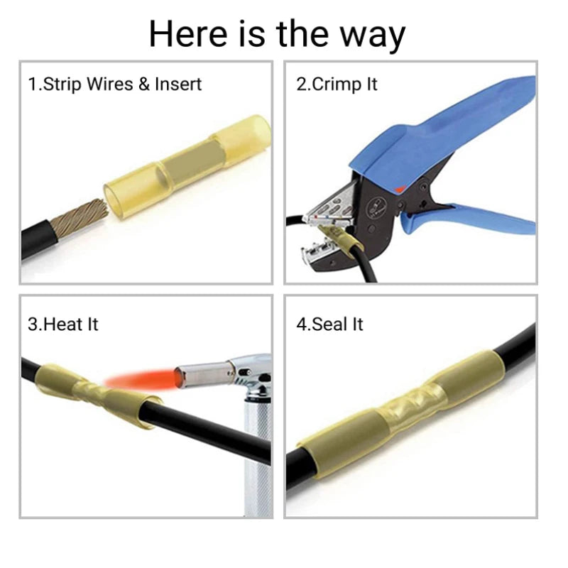 10/20/50PCS Waterproof Heat Shrink Butt Connectors Insulated Crimping Terminals Electrical Splice Wire Cable Crimp Connector Kit