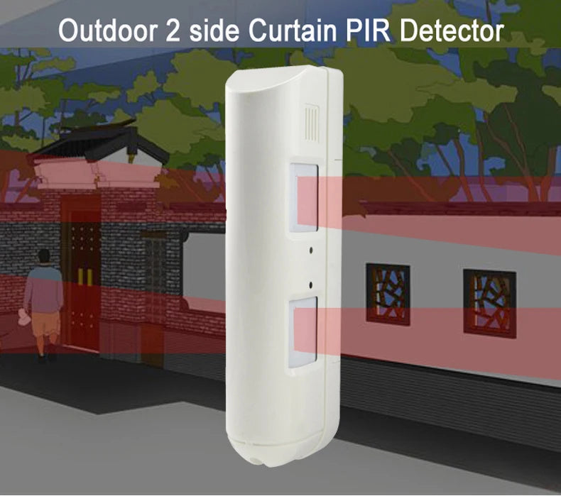 2pc Outside Inside Use Wired Curtain PIR Motion Sensor with Dip Switches Pet Immune 25KG Built-in Buzzer 70dB 24M Detection