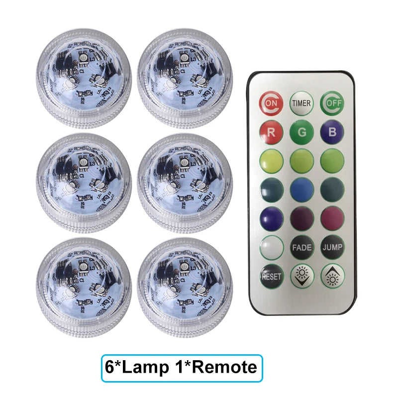 Underwater RGB Submersible Lights Wireless LED Car Interior Ambient Light Remote Control Decor Auto Roof Foot Atmosphere Lamp