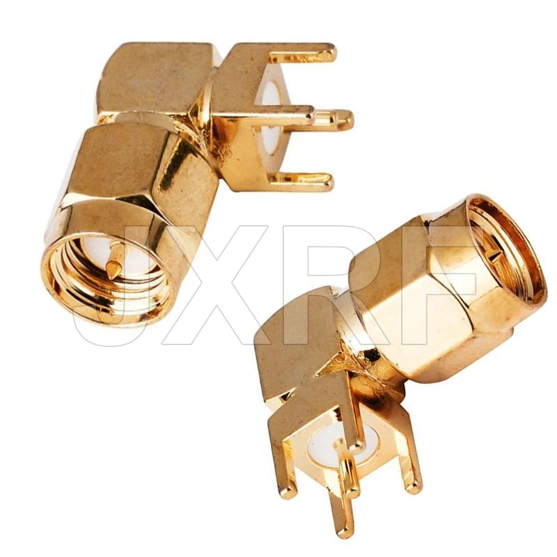 10Pcs SMA Female Jack Male Plug Adapter Solder Edge PCB Straight Right Angle Mount RF Copper Connector Plug Socket