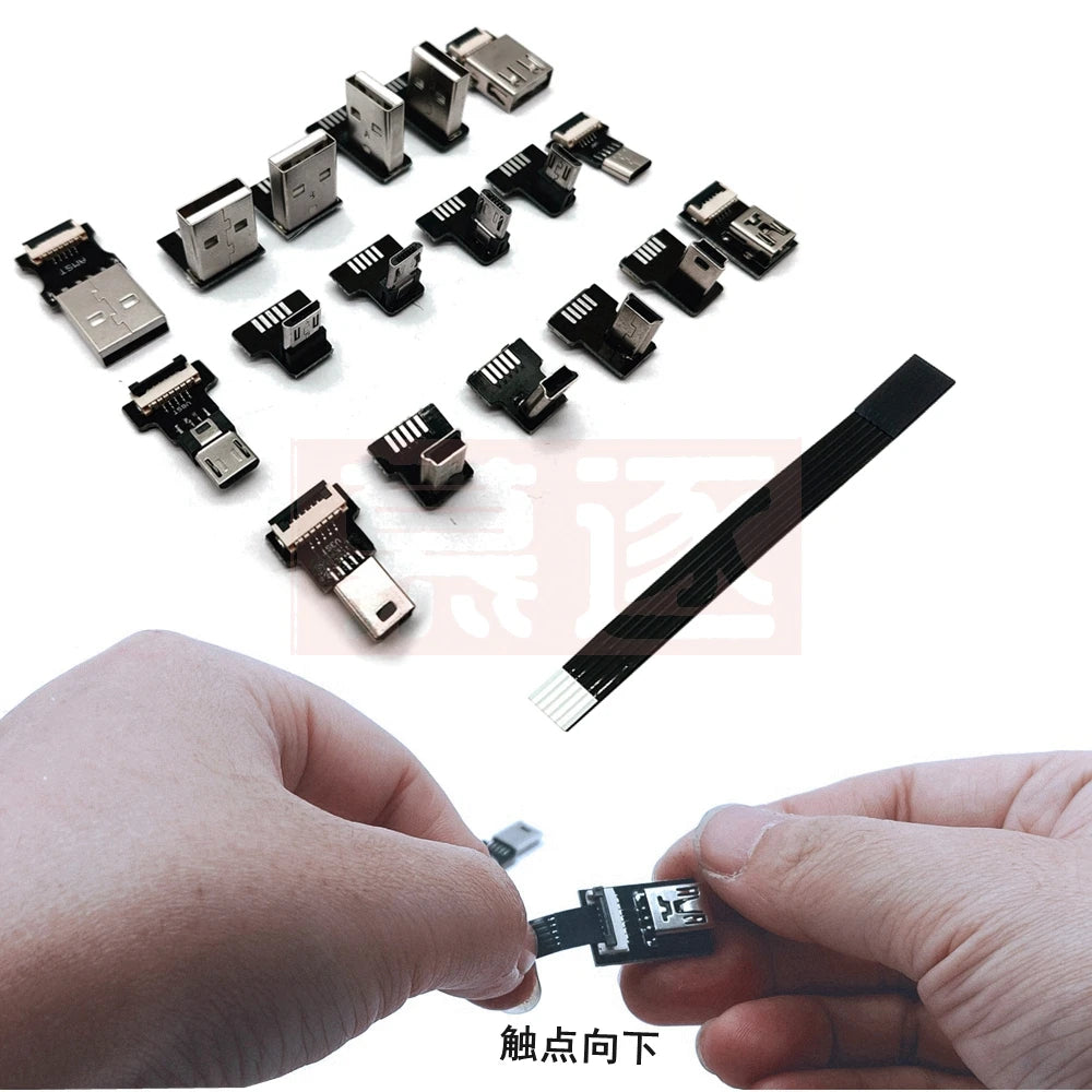 FPV Monitor Standard Mini USB Super Flache flexible FPC Lade Kabel 90 Grad Micro USB Band Kabel 10CM-50CM